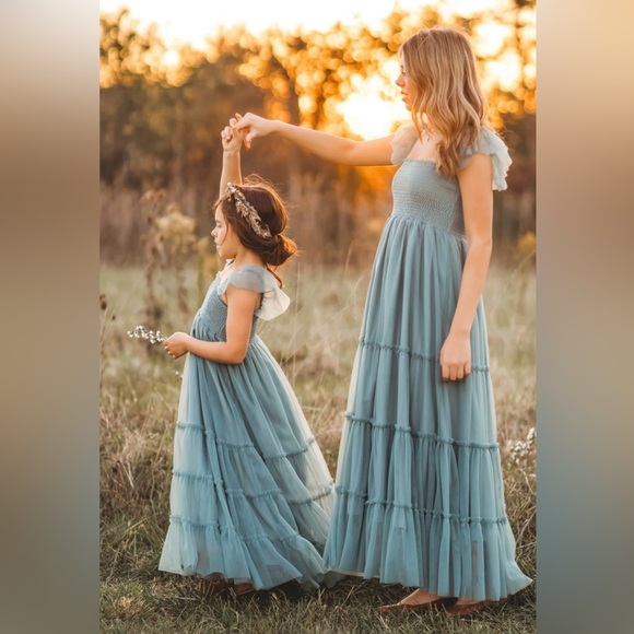 INDIE BLUE Women’s Marabella Dress in Soft Teal Tulle - Picture 4 of 6